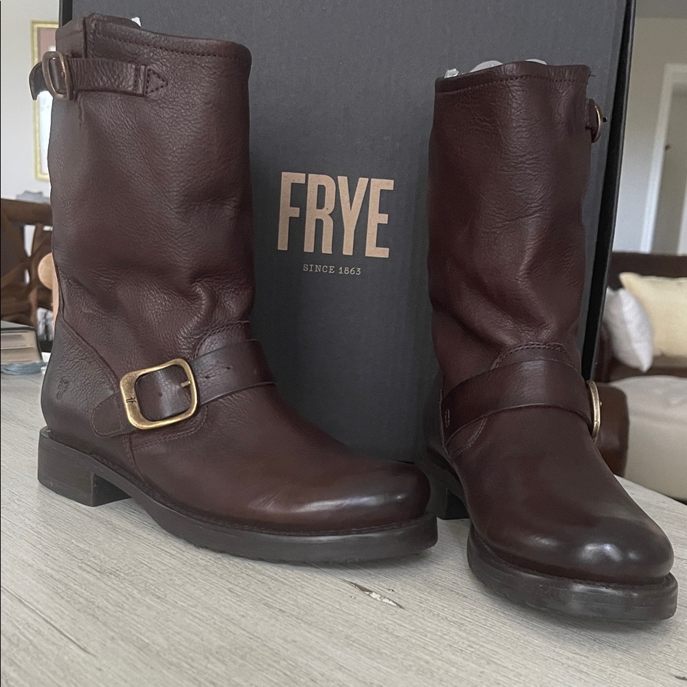 Frye Women's Rich Brown Leather Buckle Boots